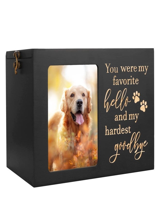 DGDCDV Pet Memorial Urns for Dog or Cat Ashes, Large Wooden Funeral Cremation Urns with Photo Frame, Keepsake Memory Box with Black Flannel Lining - Image 1